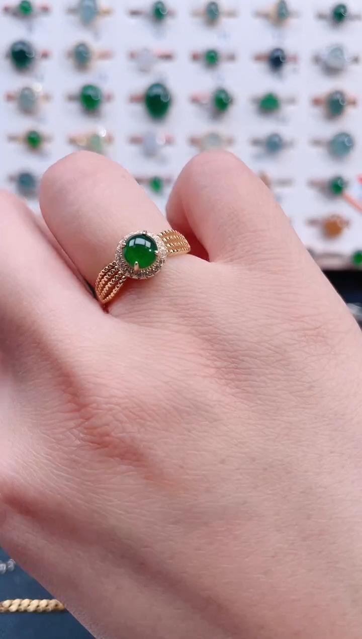 银S925镶嵌戒指翡翠天然翡翠