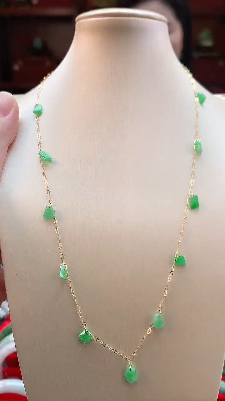 【闪购商品】翡翠颈饰18K金镶嵌赠礼盒证书 敏