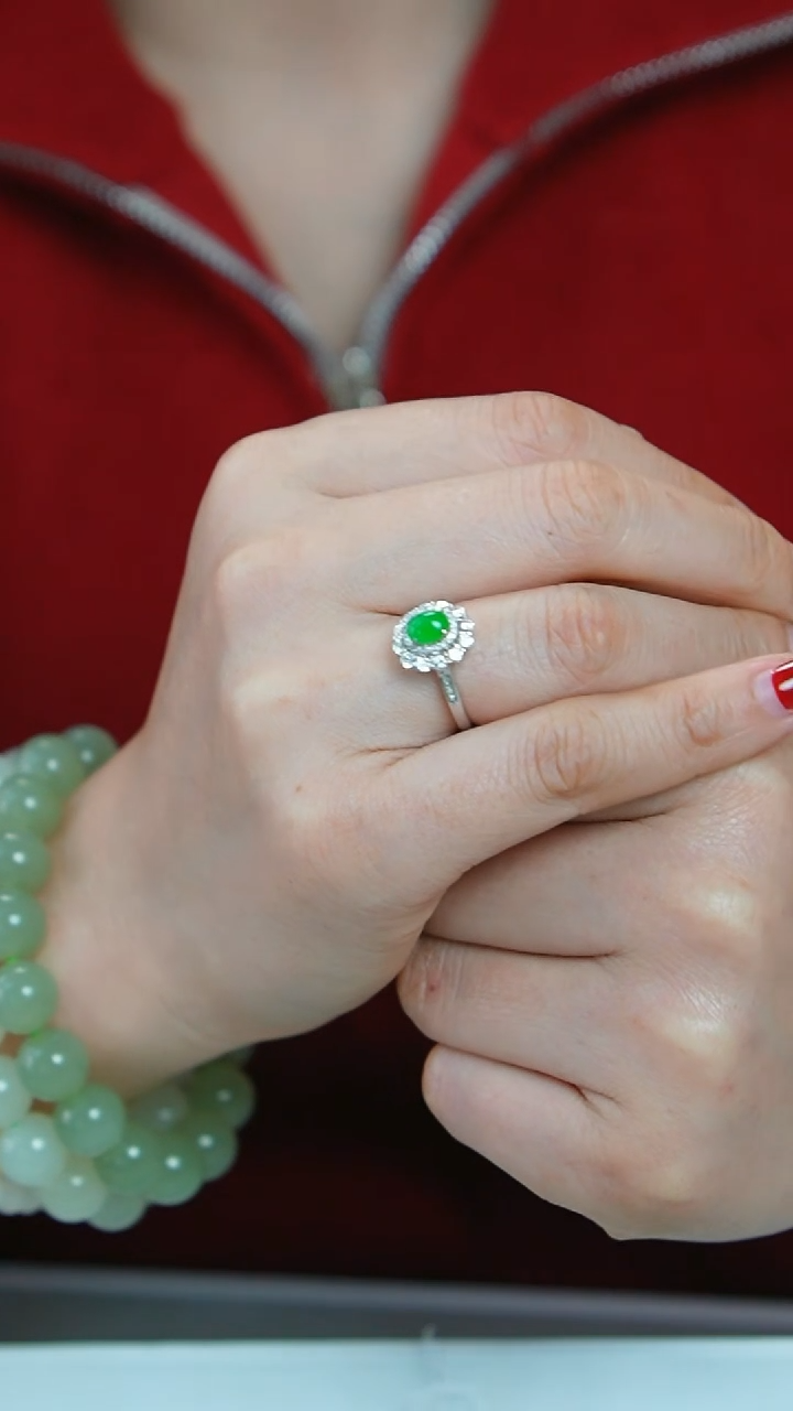 【闪购商品】翡翠戒指18K金镶嵌30号翡翠戒指/GG/1