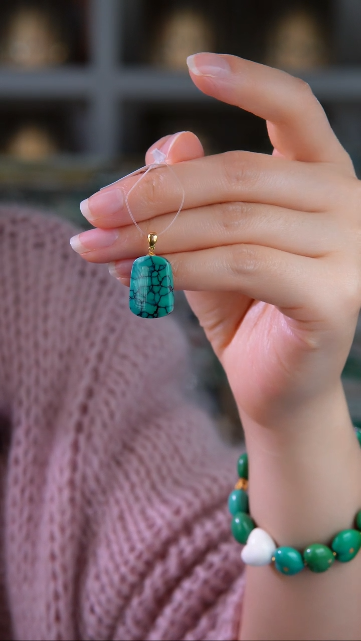 18K金镶嵌绿松石吊坠(不含链)1