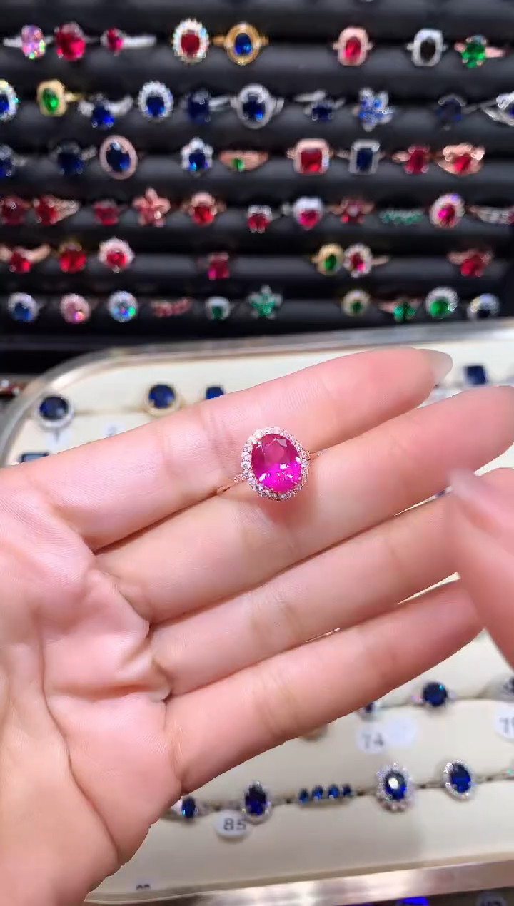 【闪购商品】蓝宝石戒指银S925镶嵌810玫瑰金