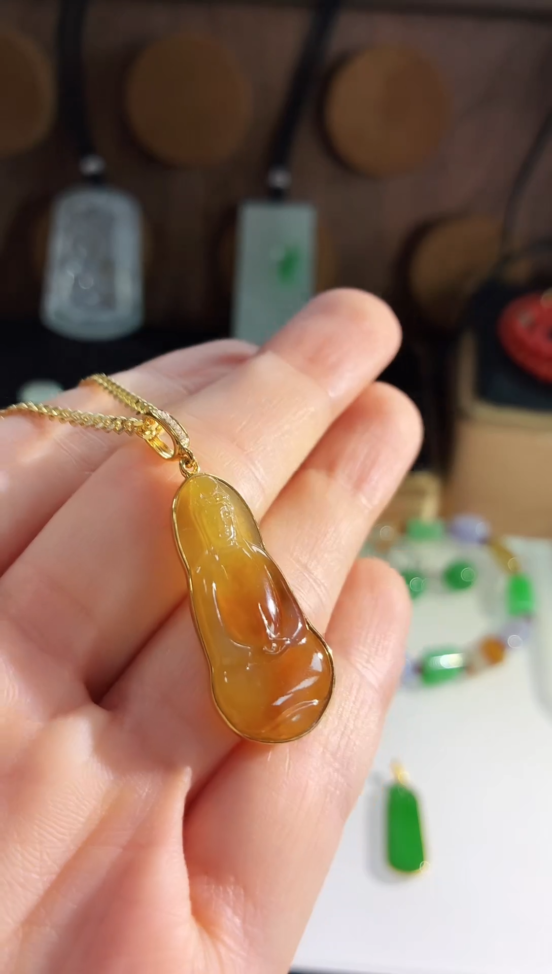 吊坠(不含链)18K金镶嵌翡翠吊坠