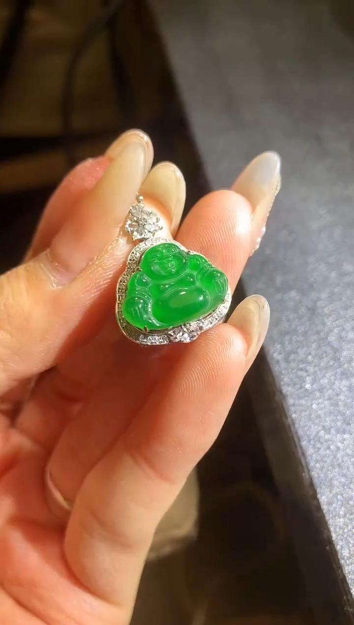 【闪购商品】翡翠吊坠(不含链)18K金镶嵌5-佛公（多样性发货一件