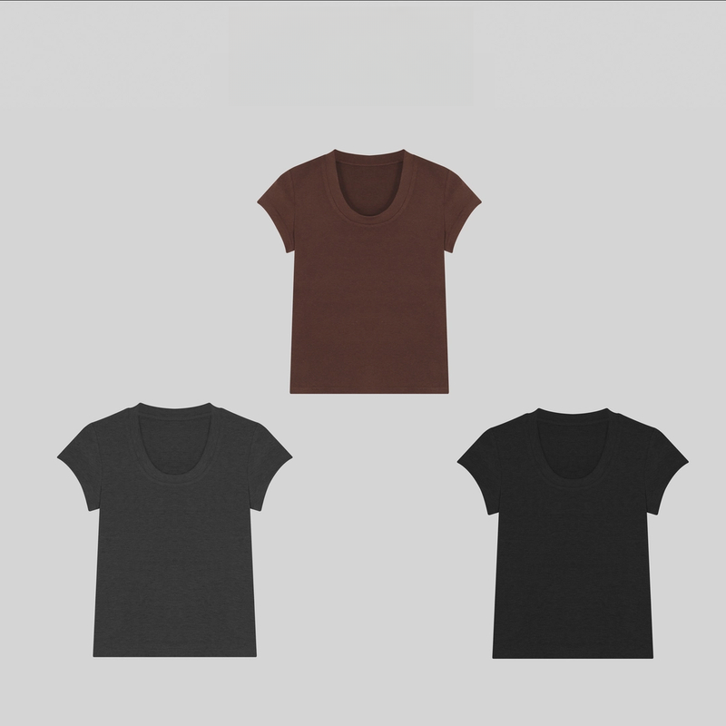 U领【莱赛尔天丝】显瘦小飞袖设计感气质休闲短袖T恤上衣1217