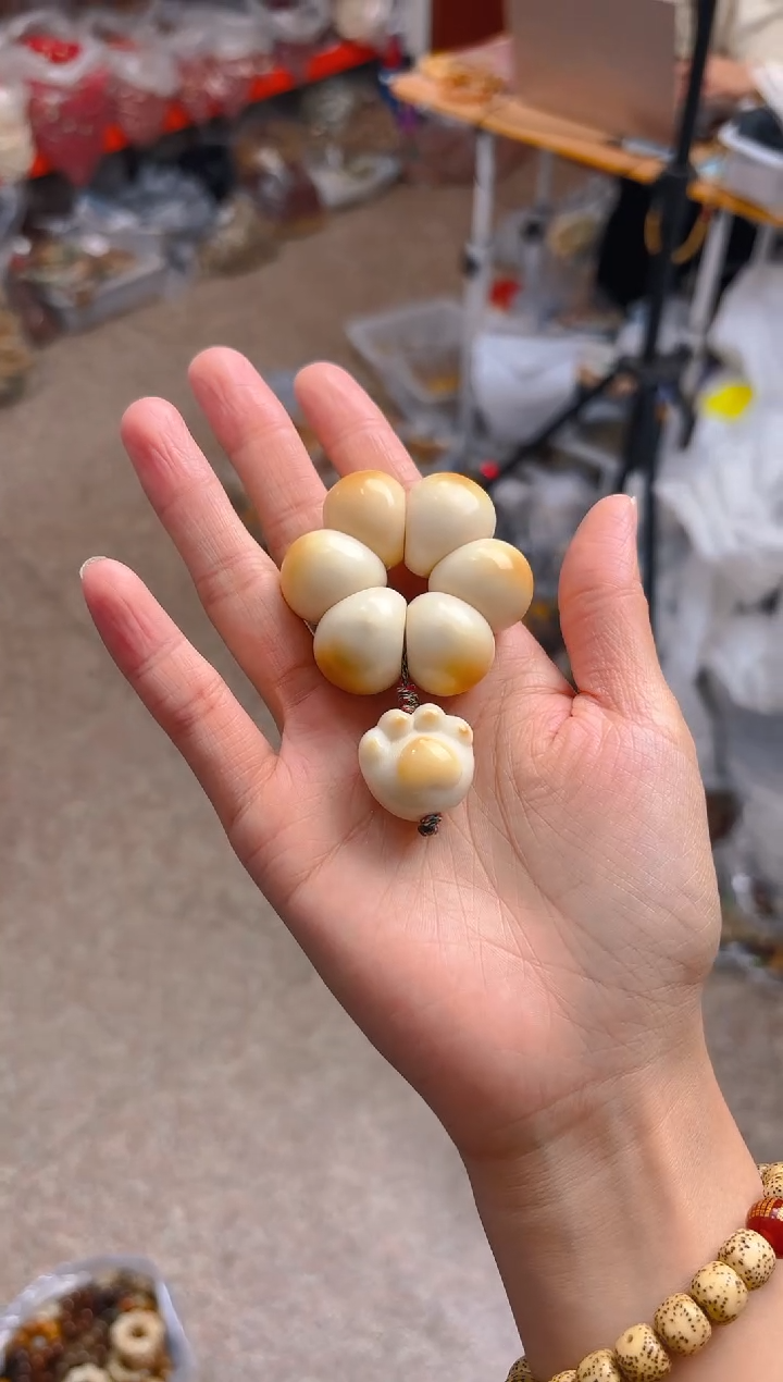 吊坠菩提根/象牙果炭烤山竹蒜瓣手捻 猫爪