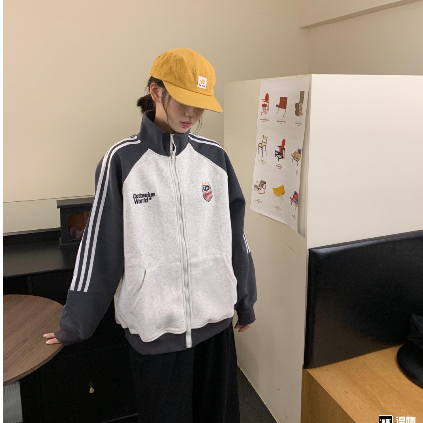 【美式撞色拼接外套】汉堡家美式撞色拼接外套0108