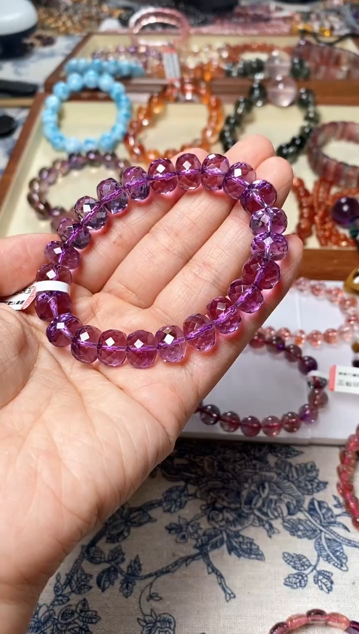 水晶手链未镶嵌切面紫水晶11+