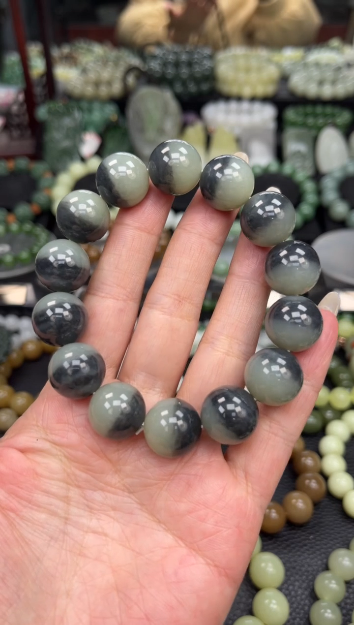 【闪购商品】和田玉手串未镶嵌新疆青花聚宝盆卡16