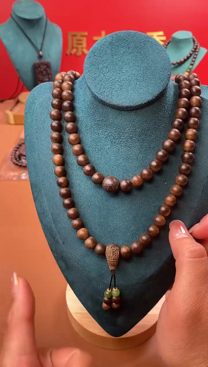 【闪购商品】沉香手串M沉水芽庄黄棋玉化瘤疤08*108设计款