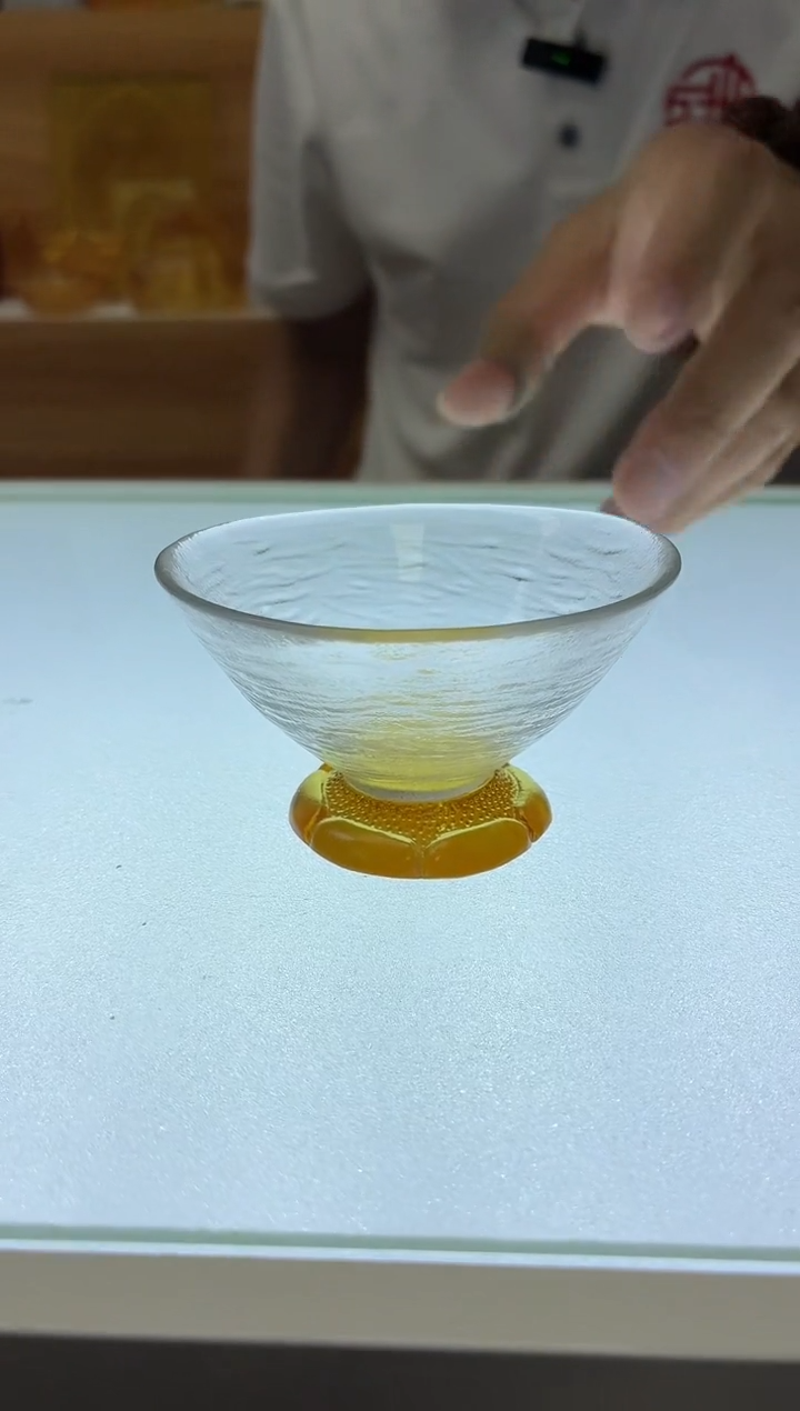 琉璃手工艺品古法琉璃琥珀色底茶杯