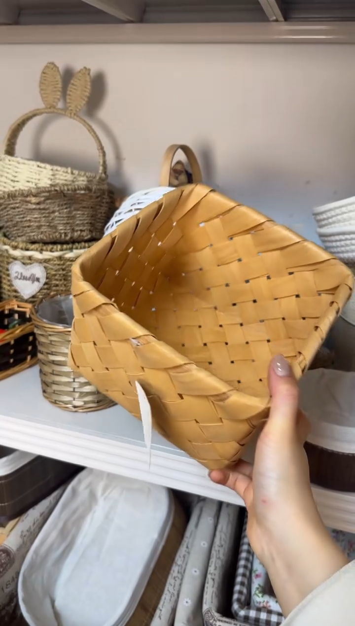 用****8微瑕捡漏水杉木方形小筐大号