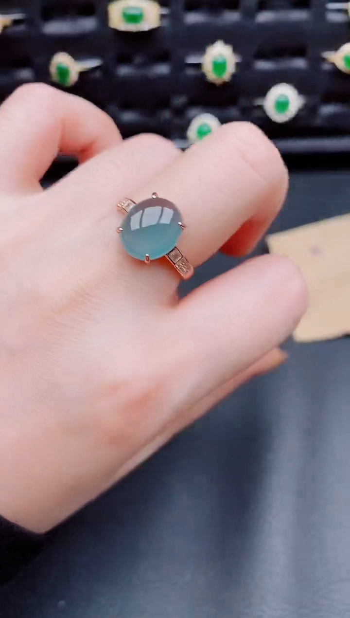 【闪购商品】翡翠戒指银S925镶嵌天然a货翡翠242