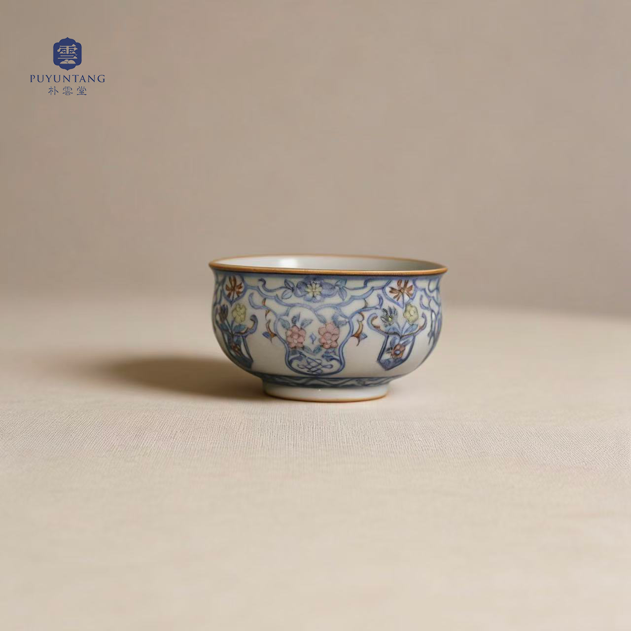 【朴云堂】斗彩缠枝花卉纹盏杯（C-19）