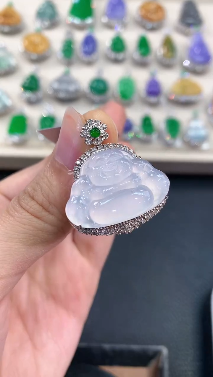 【闪购商品】翡翠吊坠(不含链)18K金镶嵌C20   