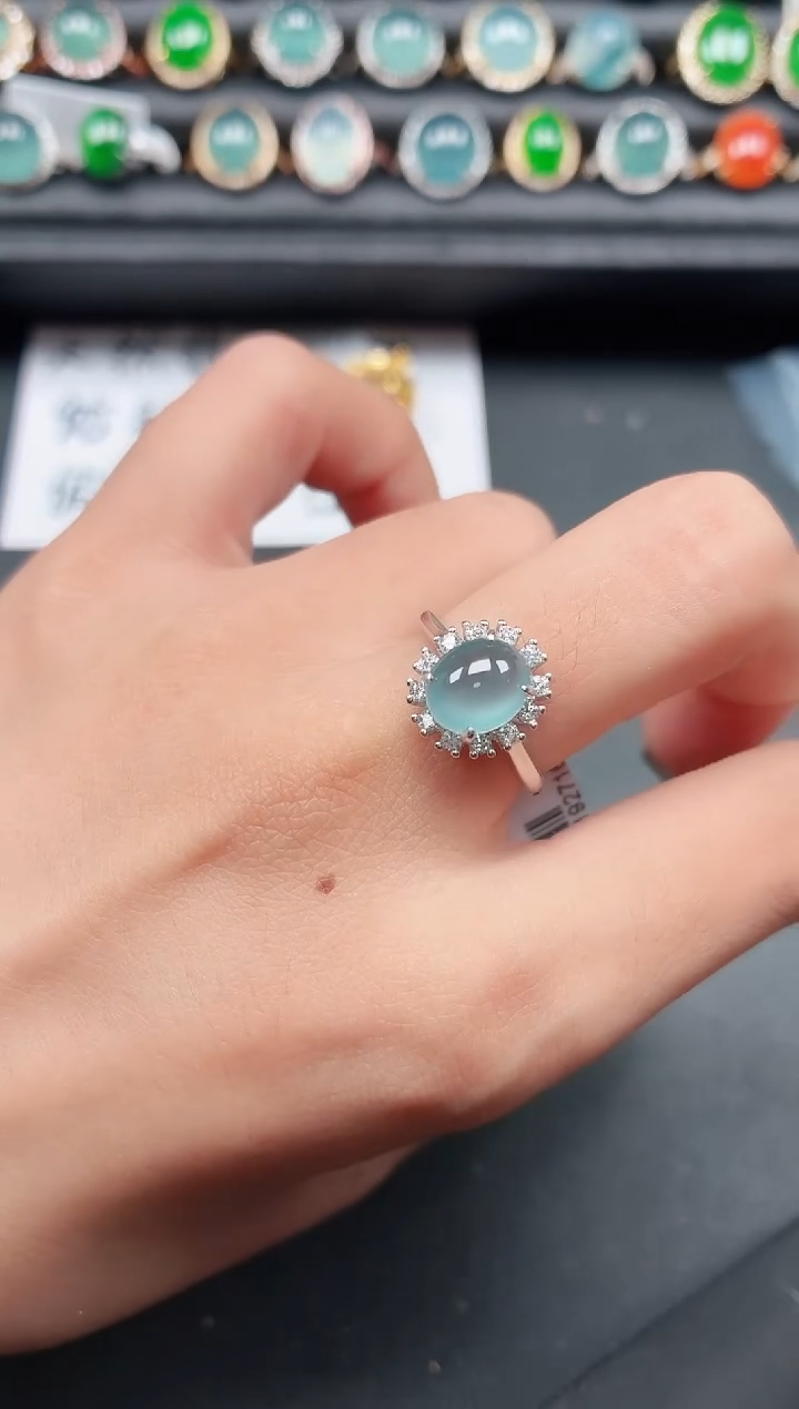 翡翠戒指银S925镶嵌111111