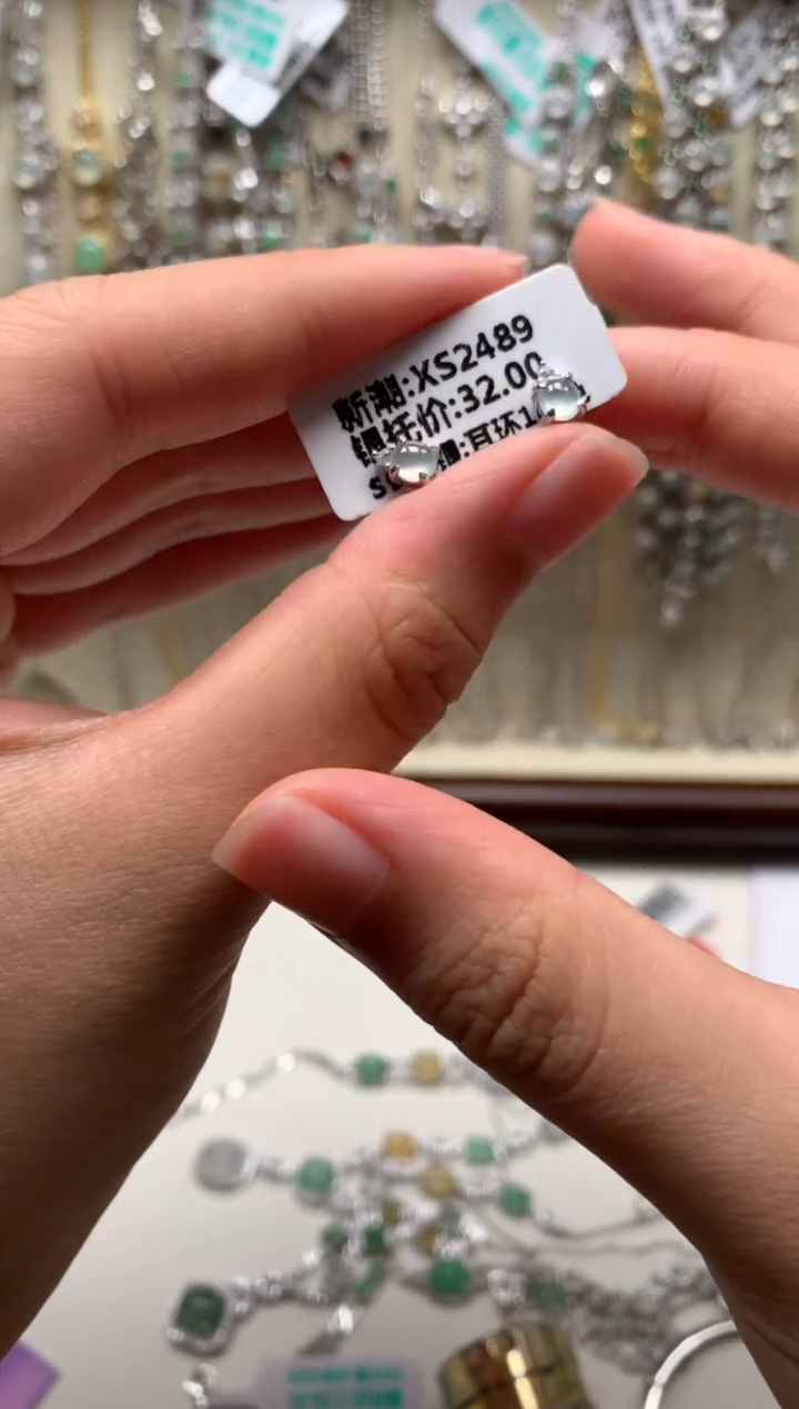 银S925镶嵌戒指翡翠耳饰1