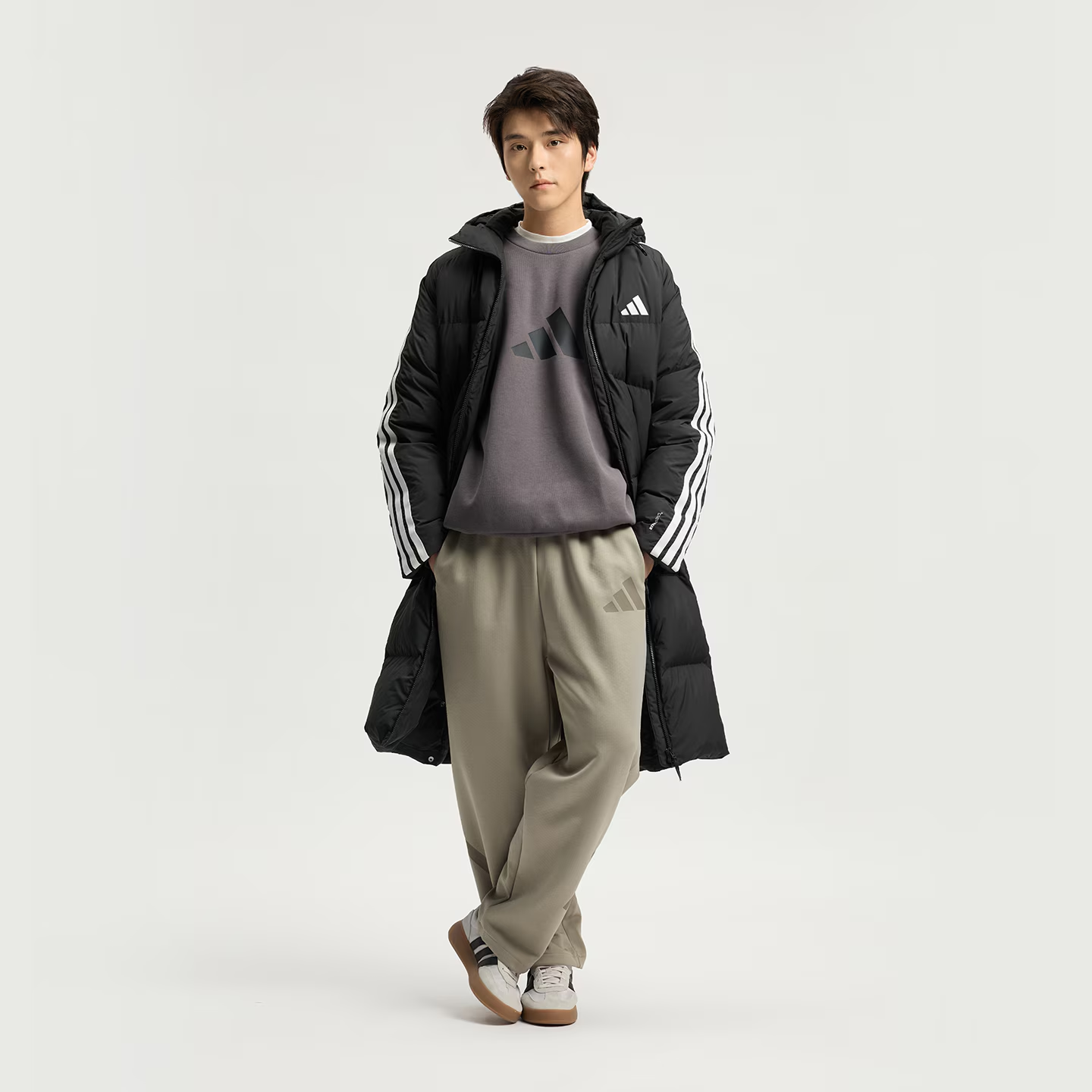 阿迪达斯 （adidas）男女拒水防风长款连帽时尚羽绒服羽绒服KC2498