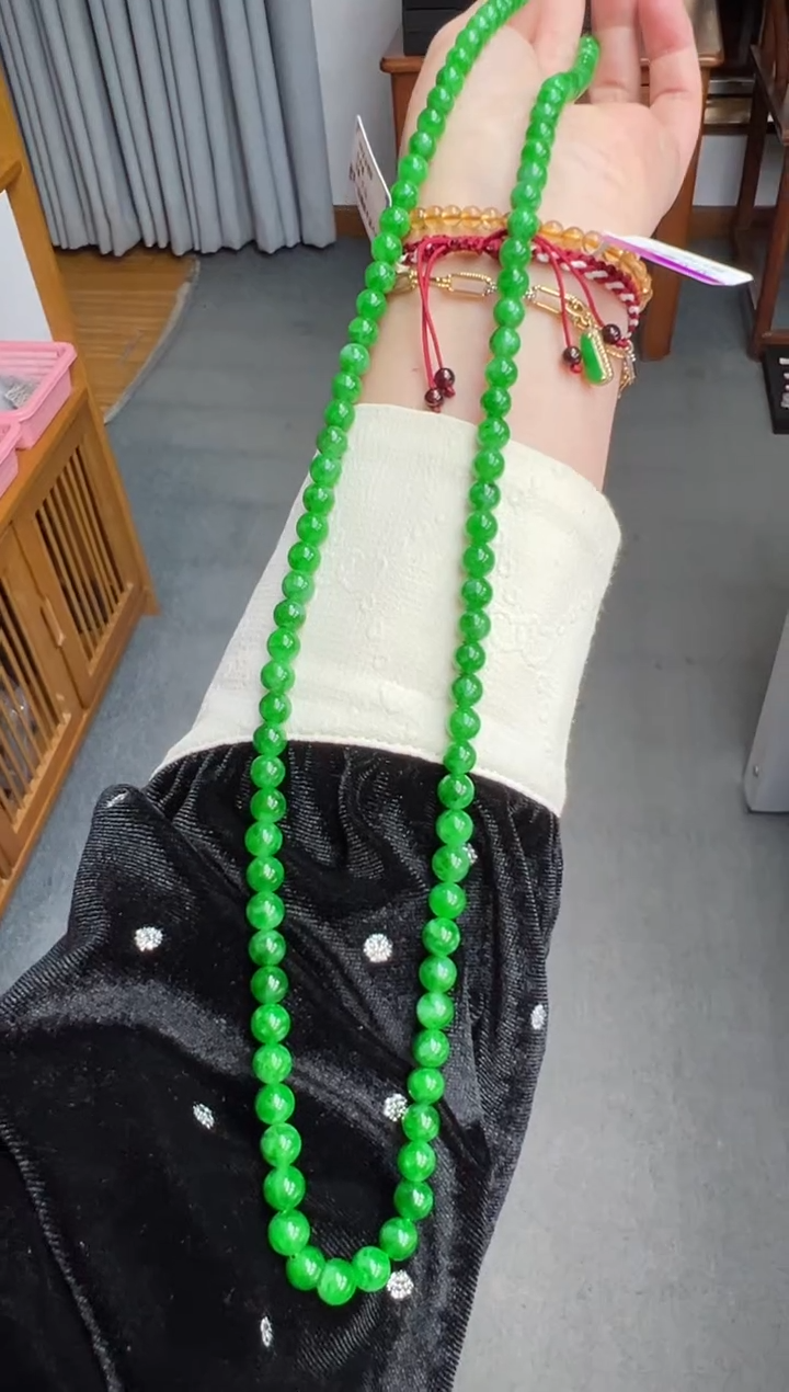 【闪购商品】翡翠颈饰未镶嵌6.5mm+珠链