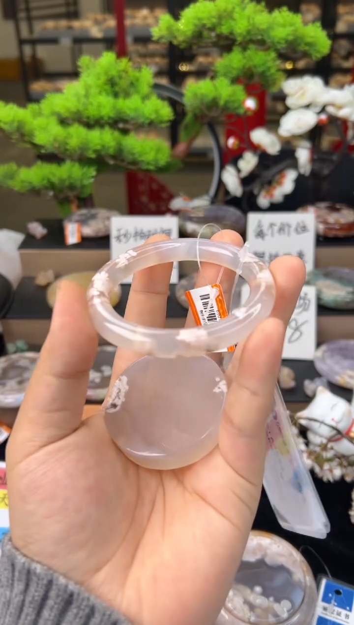 【闪购商品】石英质玉未镶嵌手镯54圈口（赠送镯心）21069