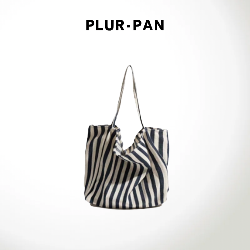 PLUR·PAN简约条纹帆布包包24810