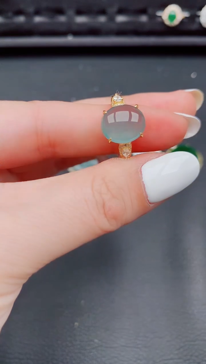 【闪购商品】翡翠戒指银S925镶嵌天然a货翡翠450