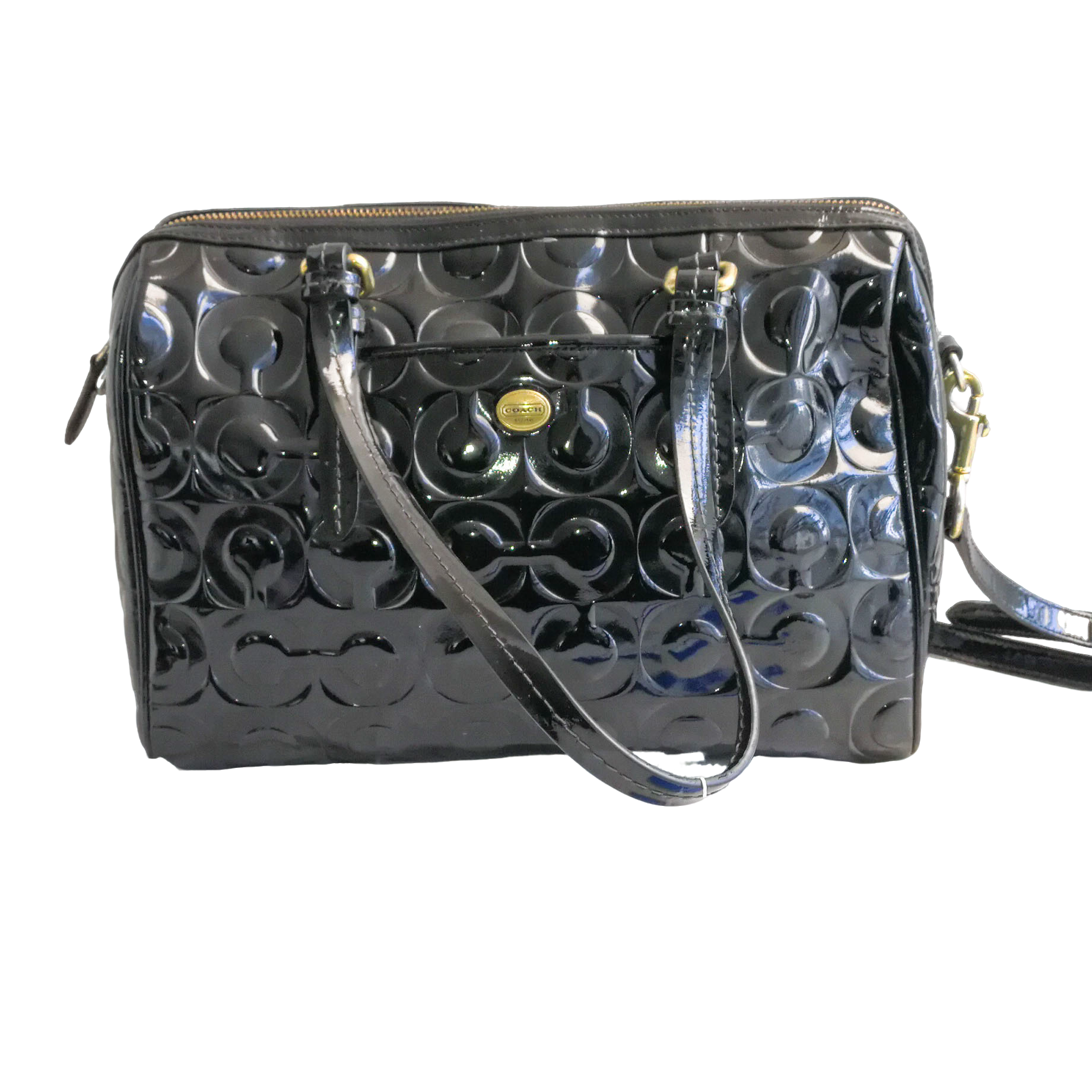 95新 COACH/蔻驰 coach 漆皮波士顿包  031923