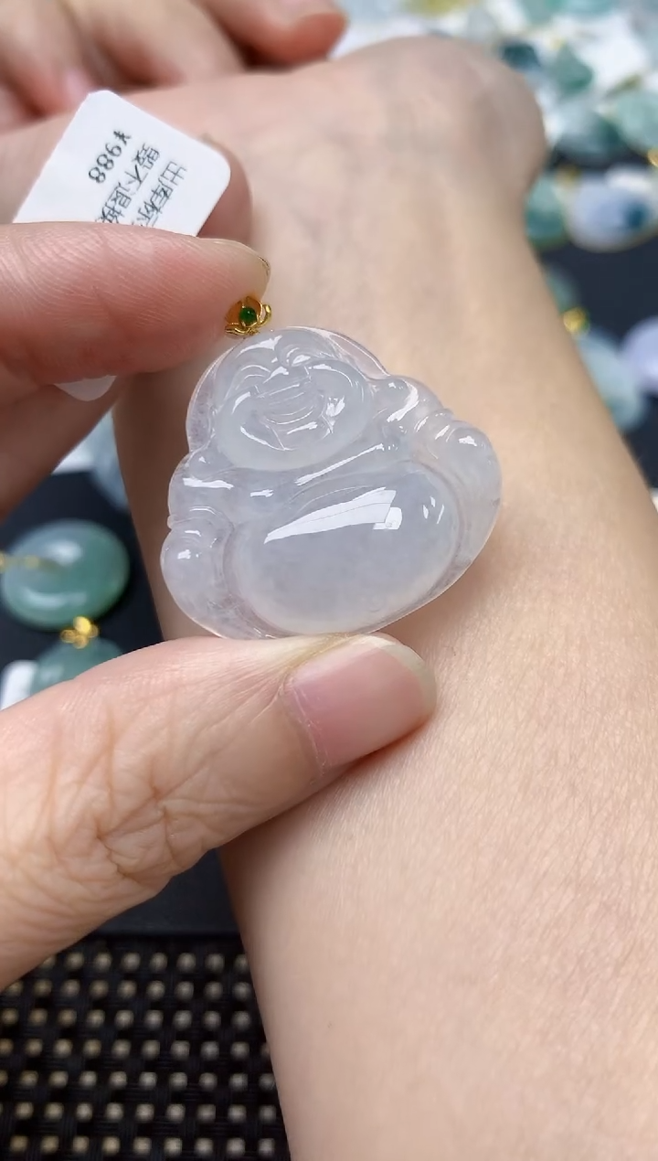 颈饰18K金镶嵌翡翠天然缅甸A货翡翠