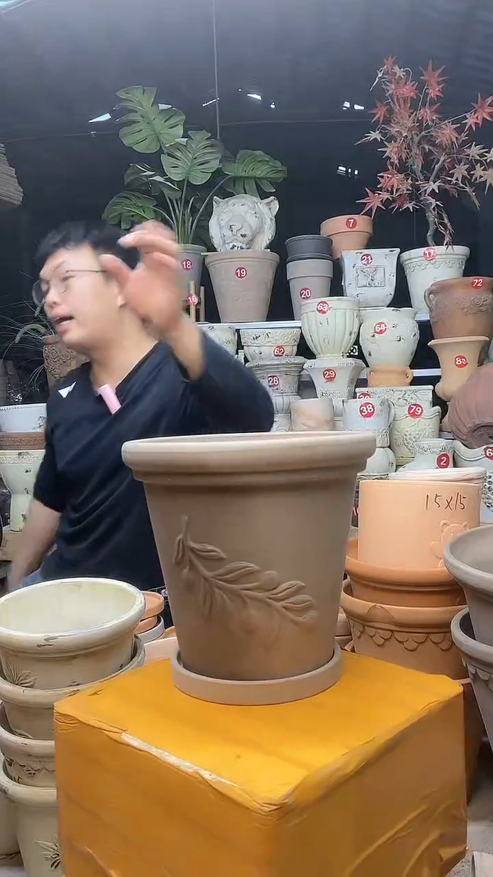 【闪购商品】缸1套20*18/灰/陶橄榄陶土托