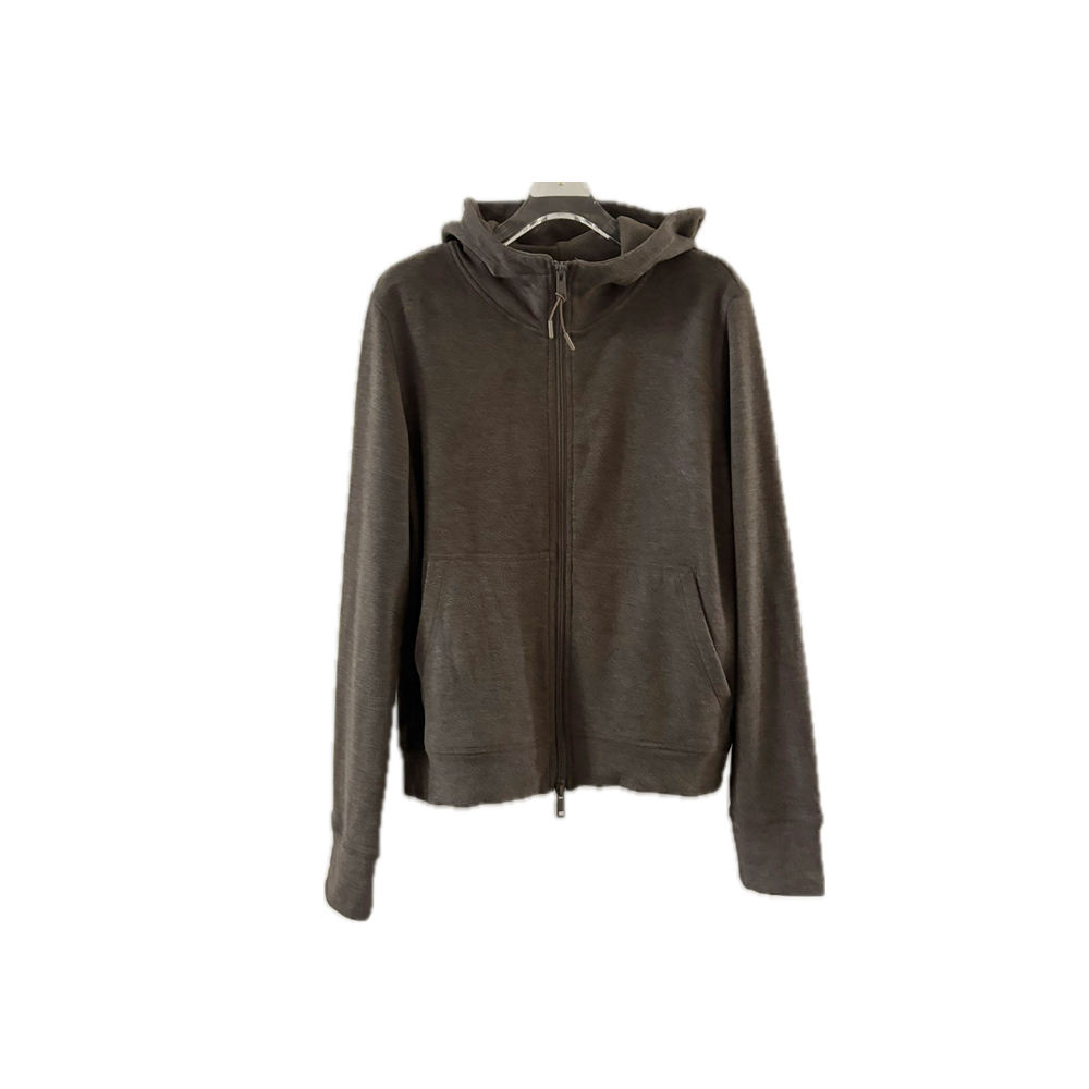 【帽衫】休闲中长款静奢风女连帽拉链卫衣时尚针织设计师带帽