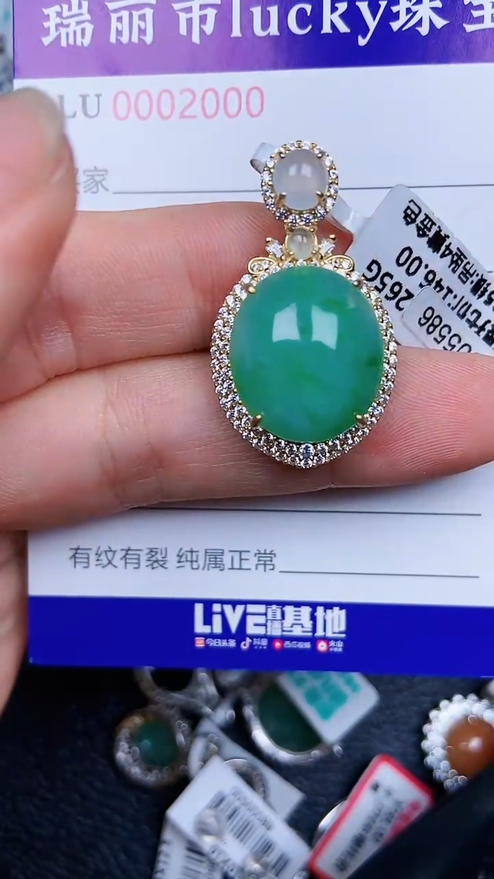 颈饰银S925镶嵌翡翠2000