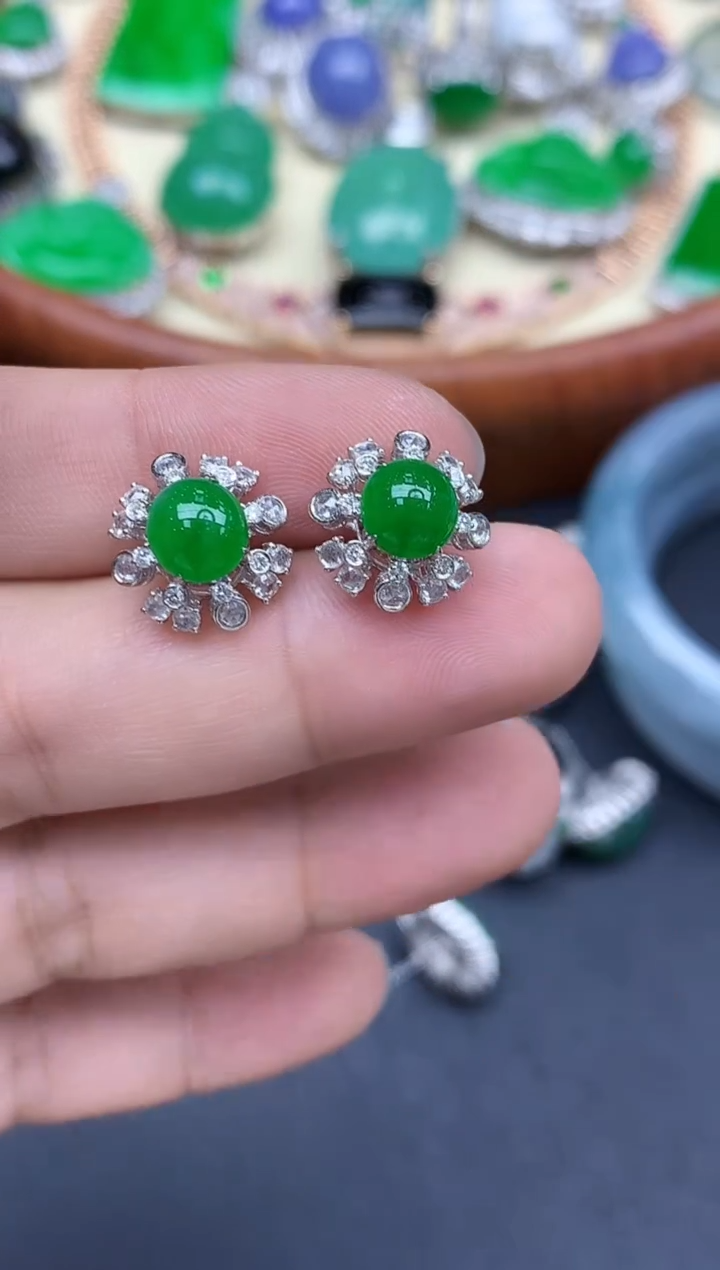 18K金镶嵌翡翠耳饰741-中国好珍宝