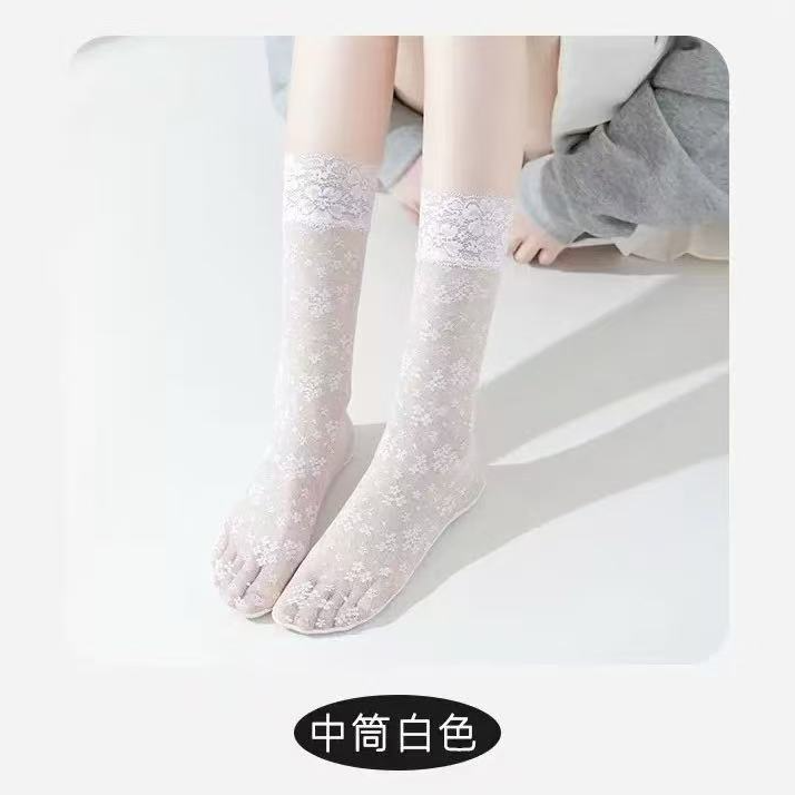 【NANA】夏季薄款蕾丝花边复古中筒袜25092