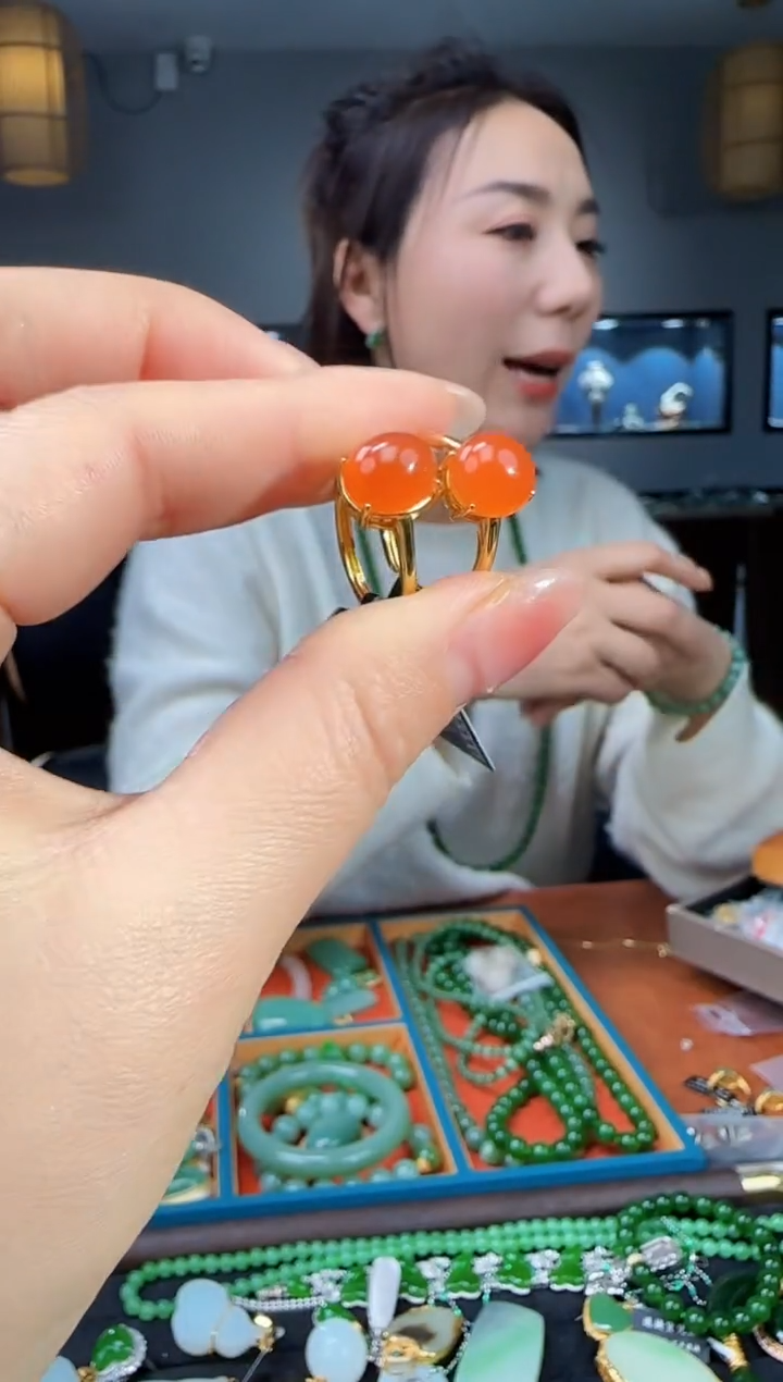 银S925镶嵌南红玛瑙戒指多样性发货拍一发一1 