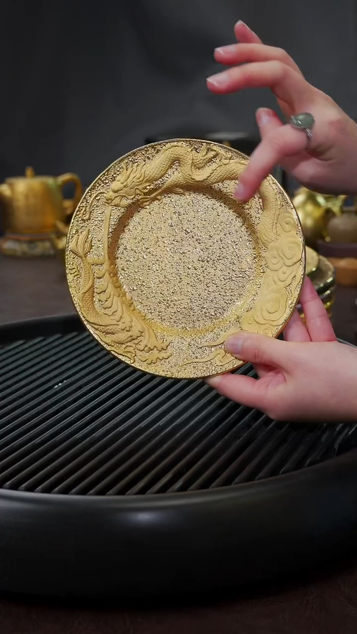 【闪购商品】杯【宜景窑松石蓝鎏金】龙吐水壶承