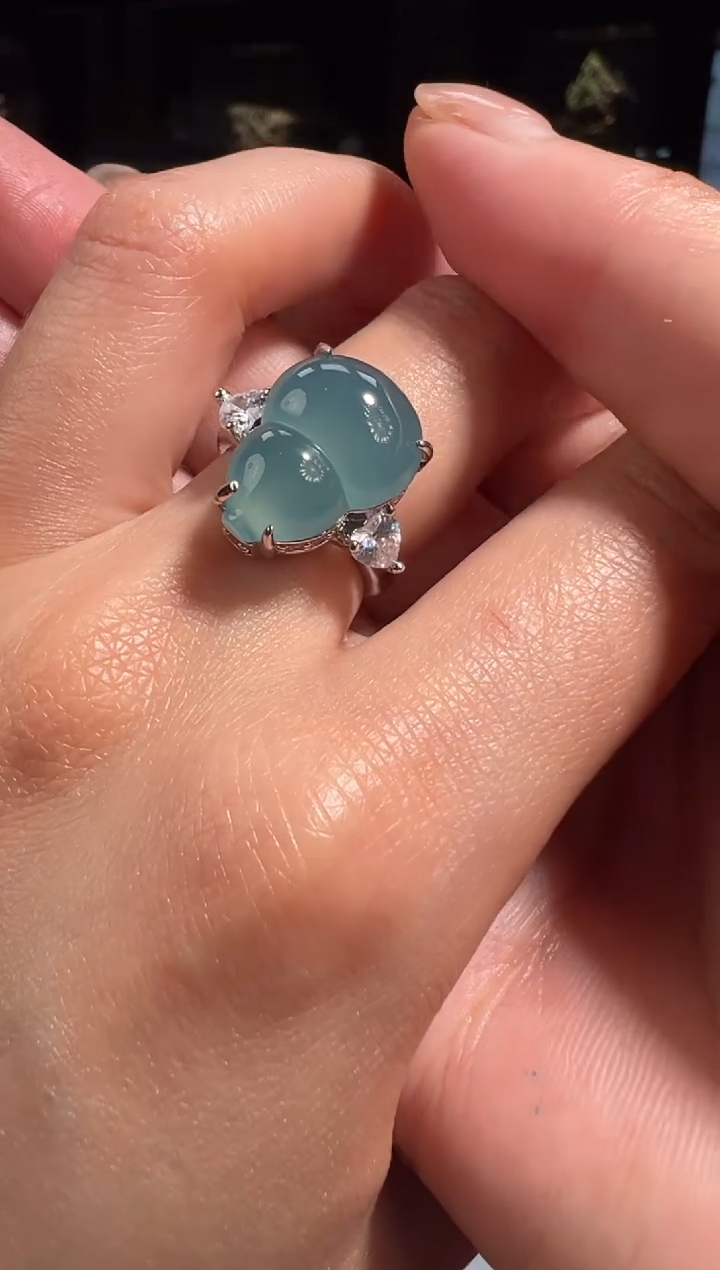 翡翠戒指银S925镶嵌翡翠