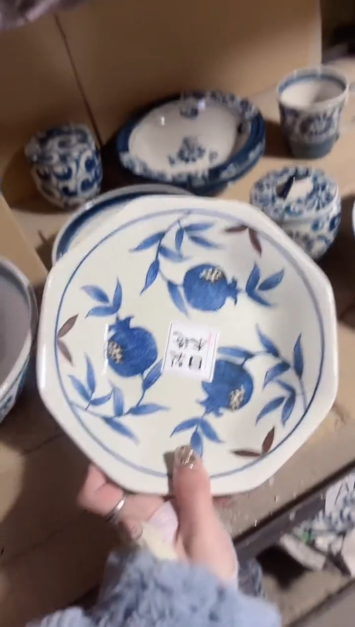 陶瓷金石榴八角盘一个