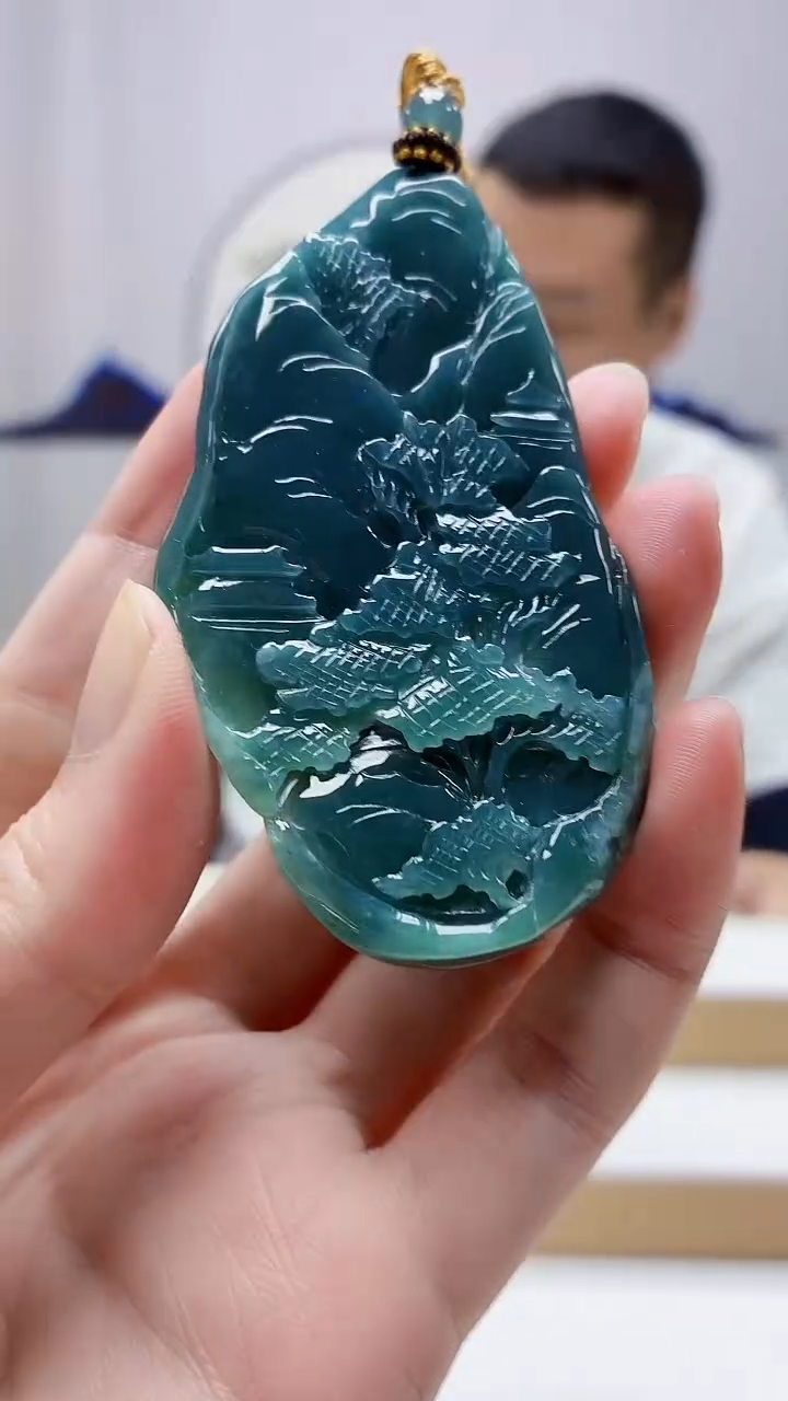 未镶嵌定制翡翠4898zm-毛货挂件39山水