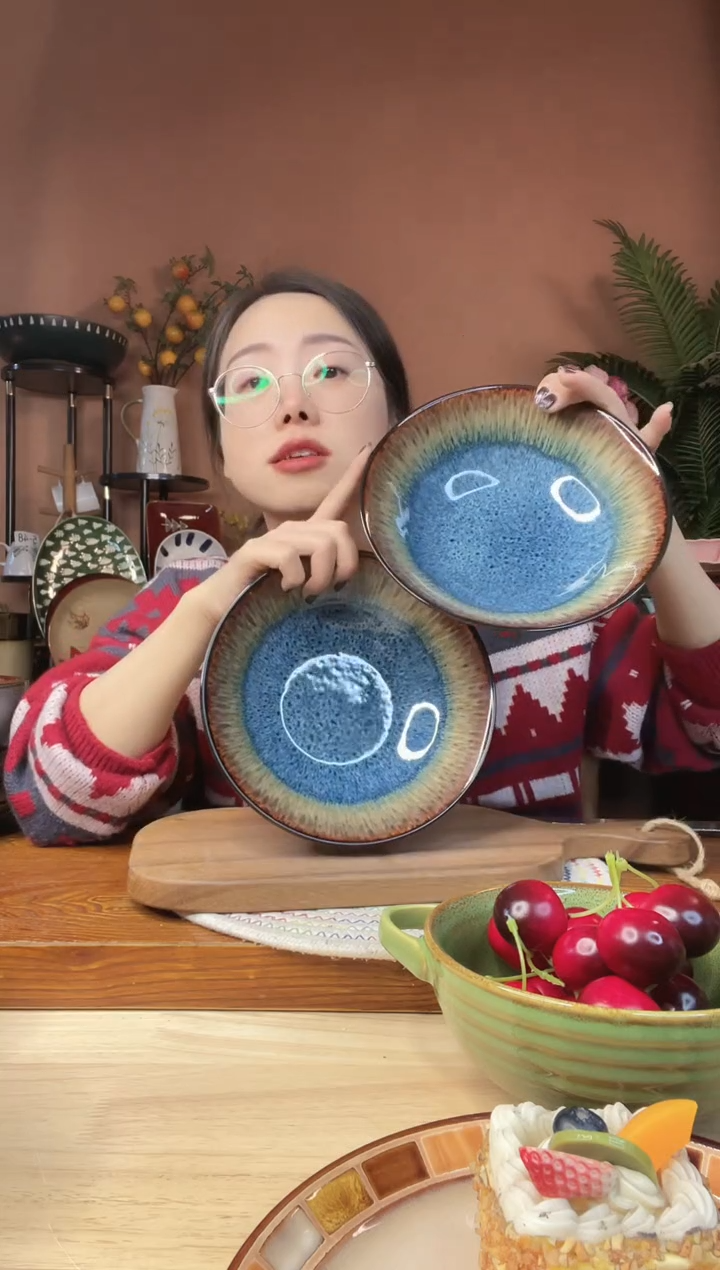 陶瓷7.5英寸渐变色碗 2件 微瑕疵