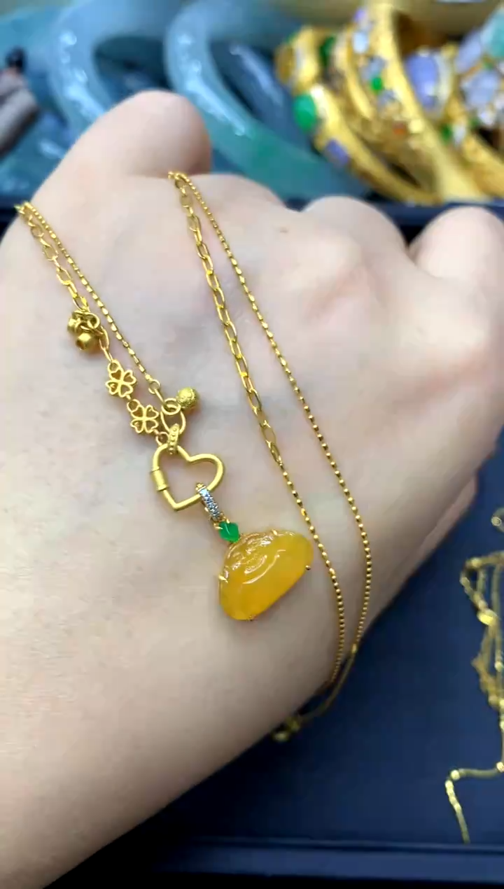 颈饰18K金镶嵌翡翠463-中国好珍宝