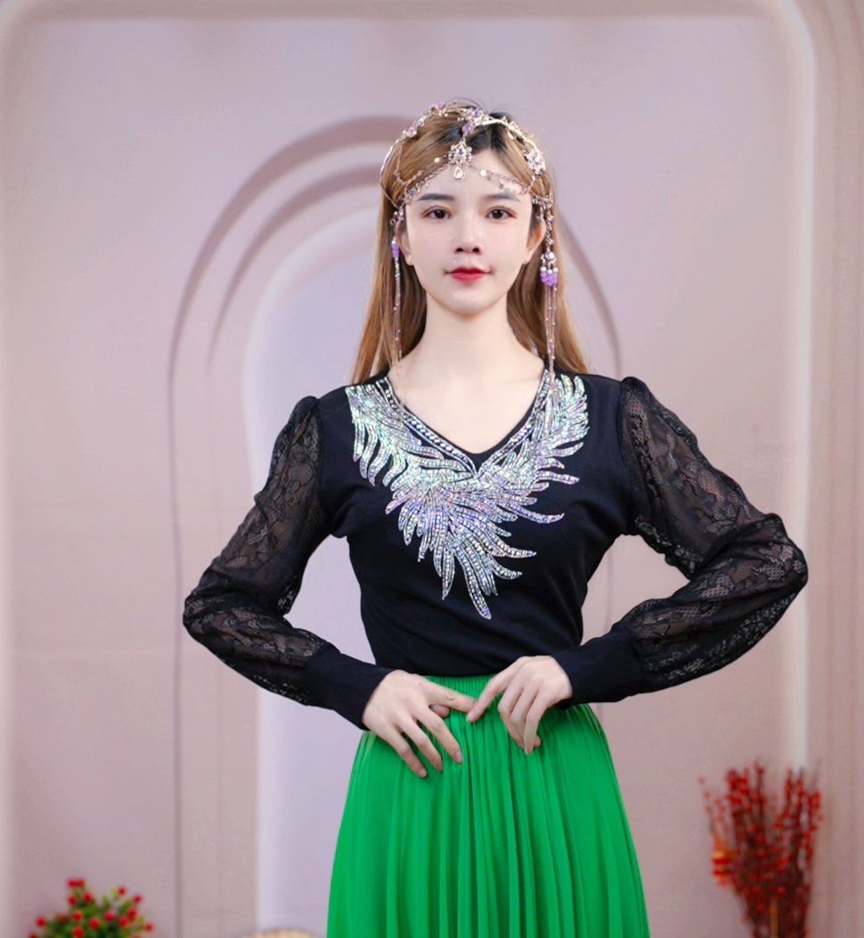 新款时尚天使之翼T桖民族风舞蹈上衣舞台