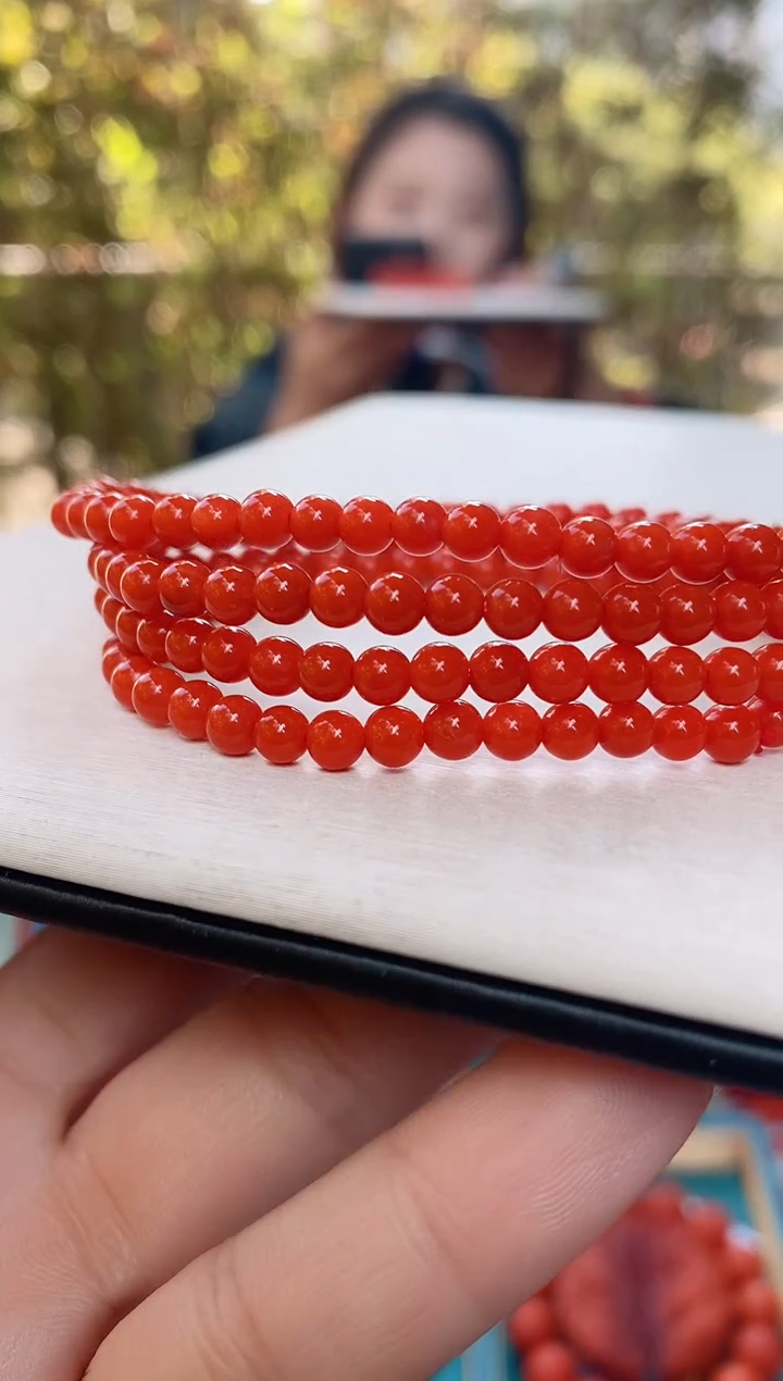 未镶嵌手链南红玛瑙保山高抛南红多圈4+mm