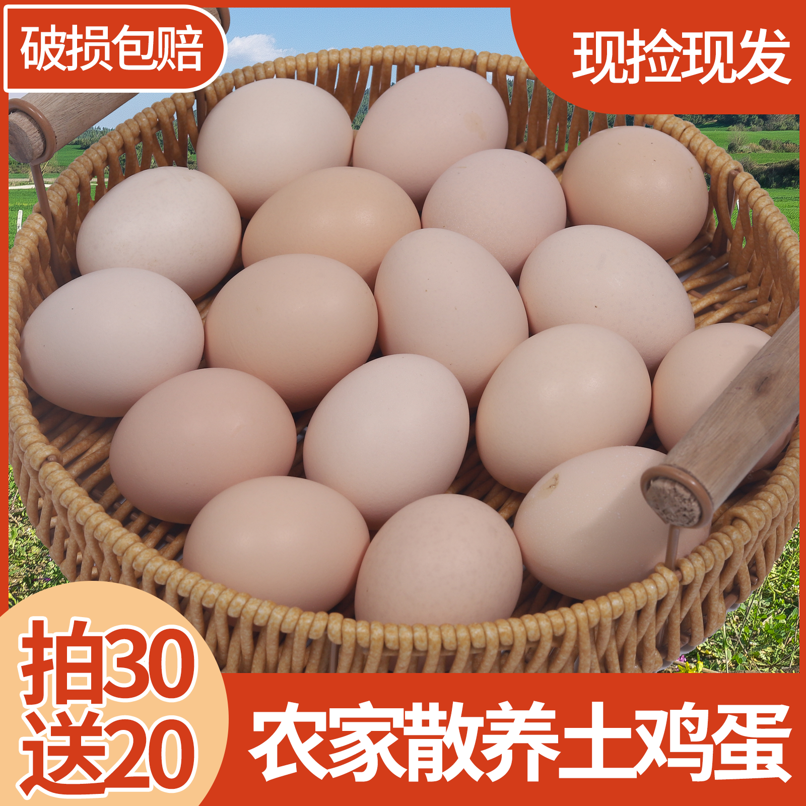 [拍30送20]农家散养土鸡蛋-新鲜谷物鸡蛋