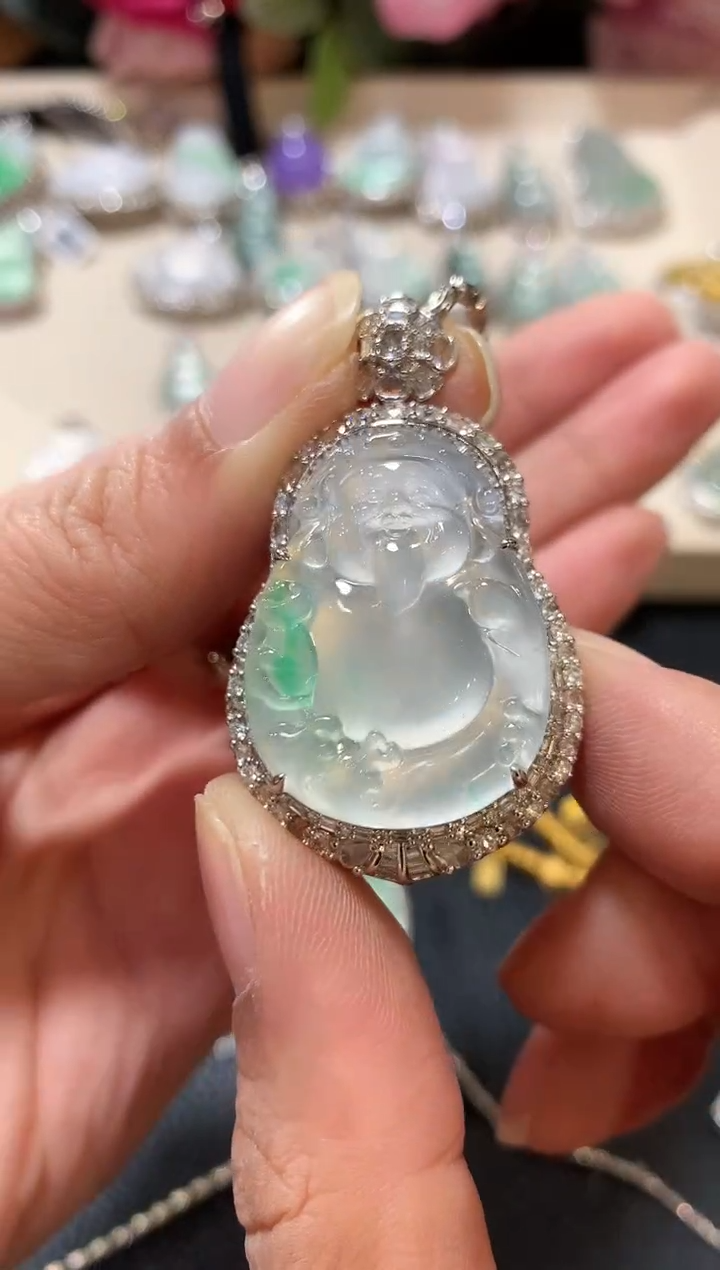 吊坠(不含链)18K金镶嵌翡翠n68 