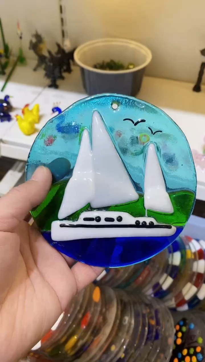 【闪购商品】琉璃手工艺品帆船片片