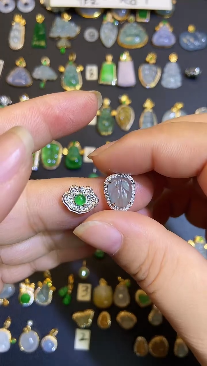 吊坠(不含链)银S925镶嵌翡翠1