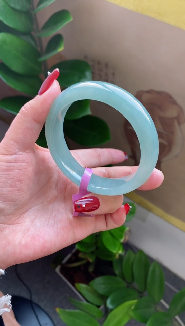 【闪购商品】翡翠手镯未镶嵌（宽版厚装冰蓝）20号