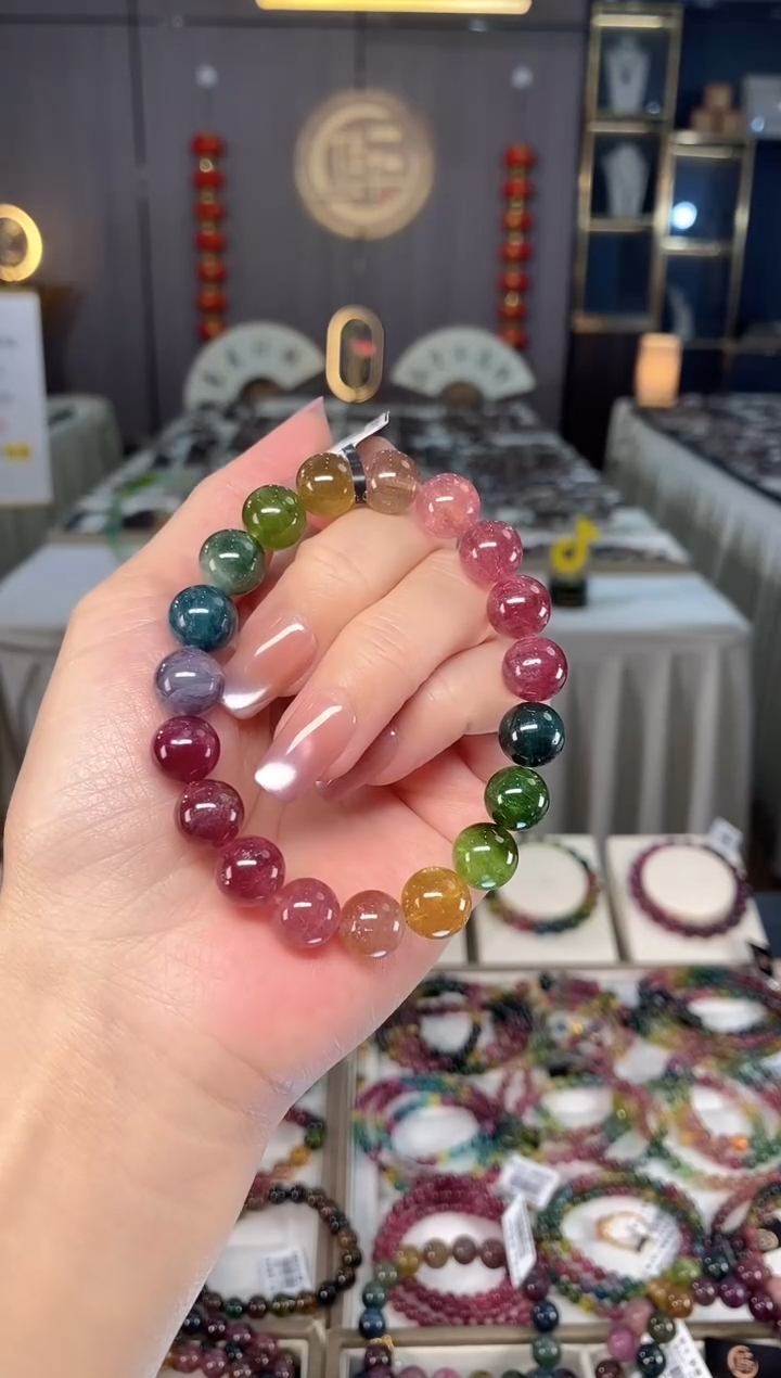 未镶嵌老矿碧玺色标单圈手串10mm+碧玺hon多样性发货一条