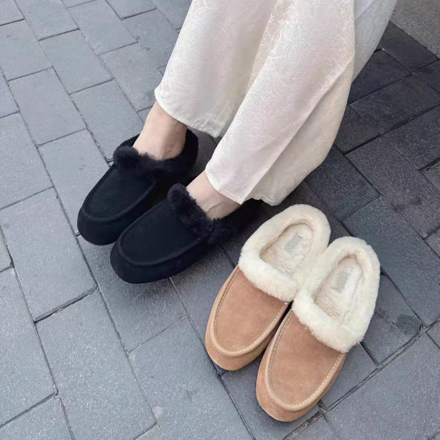 1391 一脚蹬内增高雪地保暖毛毛穆勒鞋新款冬超暖棉鞋