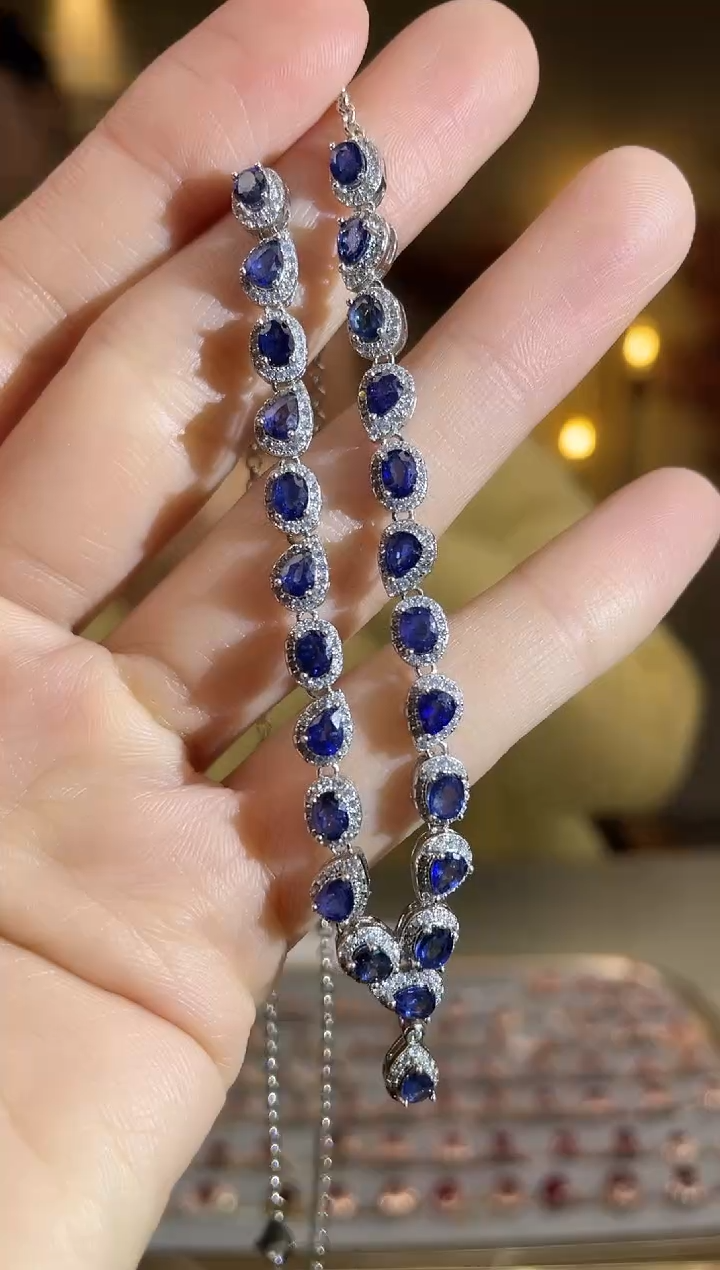 颈饰蓝宝石银S925镶嵌颈饰