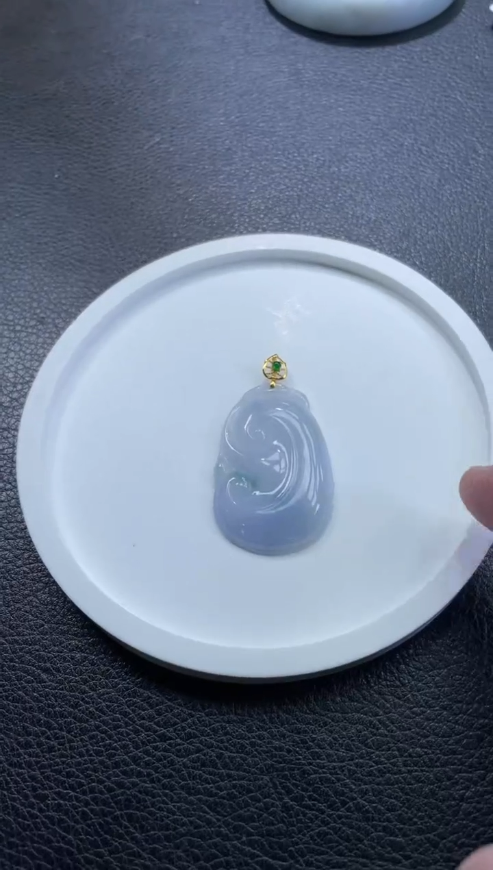 18K金镶嵌定制翡翠中**焰DDJ40859/多样性发一件